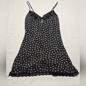 Victoria's Secret Silk Black and White Floral Chemise Slip Dress